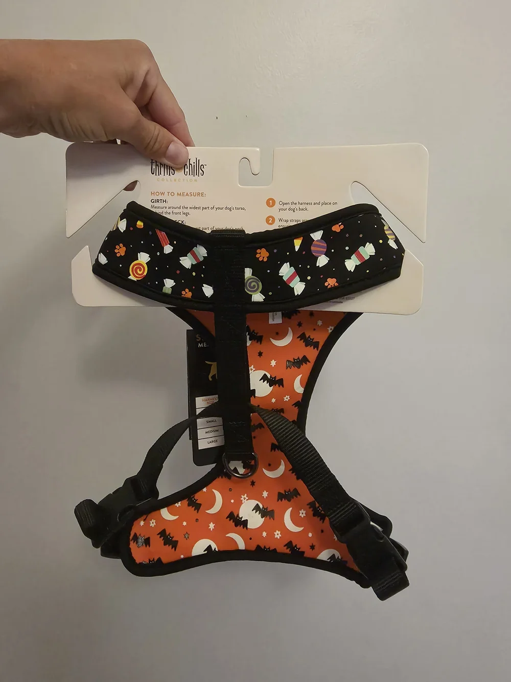 Thrills Candy Print Reversible Dog Harness in Black